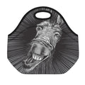 Black And White Crazy Donkey Print Neoprene Lunch Bag