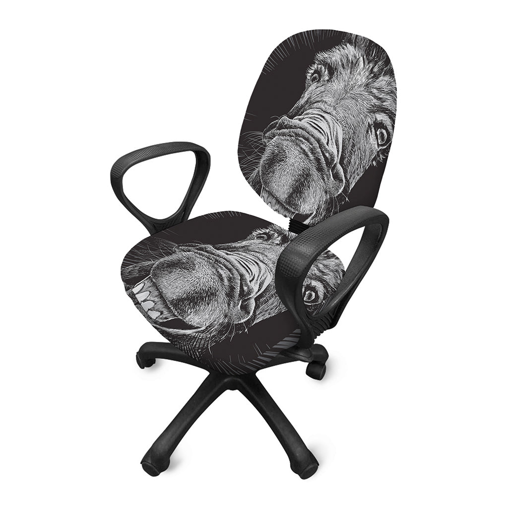 Black And White Crazy Donkey Print Office Chair Cover