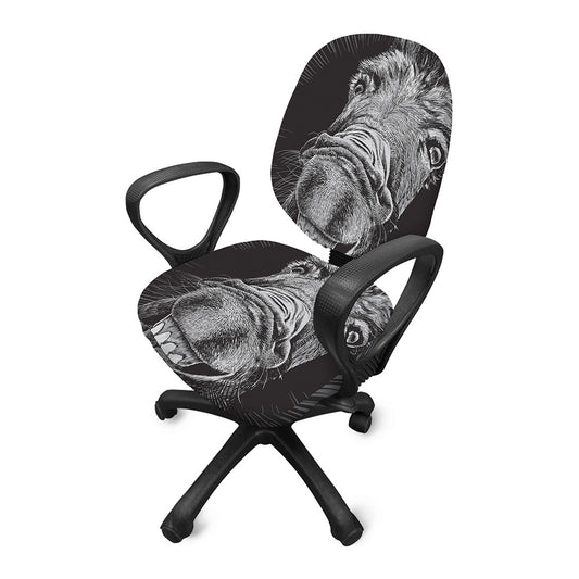 Black And White Crazy Donkey Print Office Chair Cover