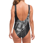 Black And White Crazy Donkey Print One Piece Swimsuit