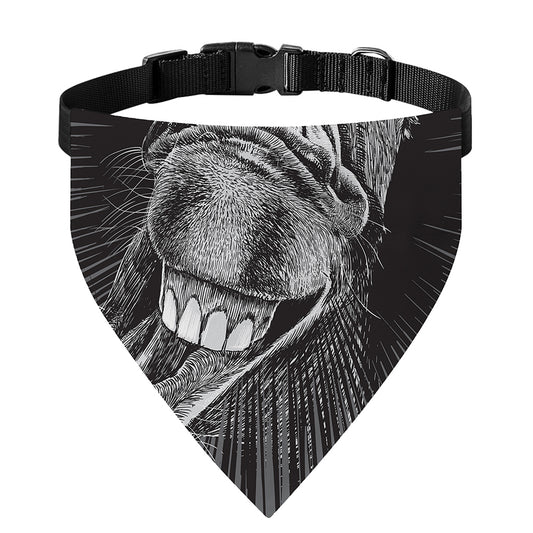 Black And White Crazy Donkey Print Over The Collar Dog Bandana