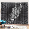 Black And White Crazy Donkey Print Pencil Pleat Curtains