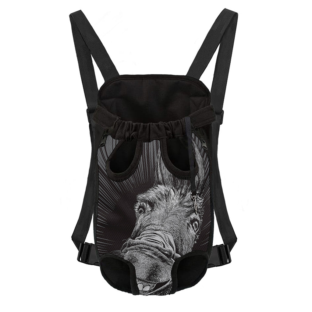 Black And White Crazy Donkey Print Pet Carrier Backpack