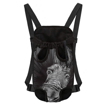 Black And White Crazy Donkey Print Pet Carrier Backpack