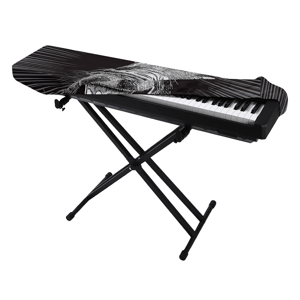 Black And White Crazy Donkey Print Piano Keyboard Cover