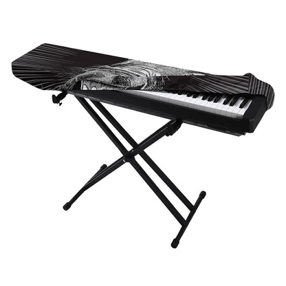 Black And White Crazy Donkey Print Piano Keyboard Cover