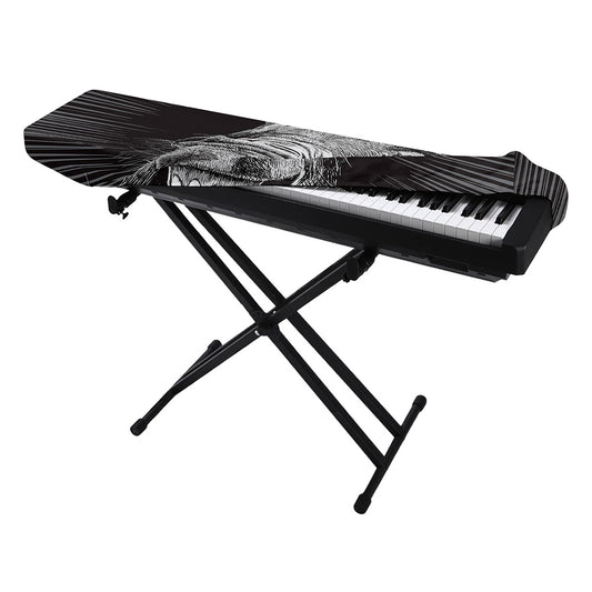 Black And White Crazy Donkey Print Piano Keyboard Cover