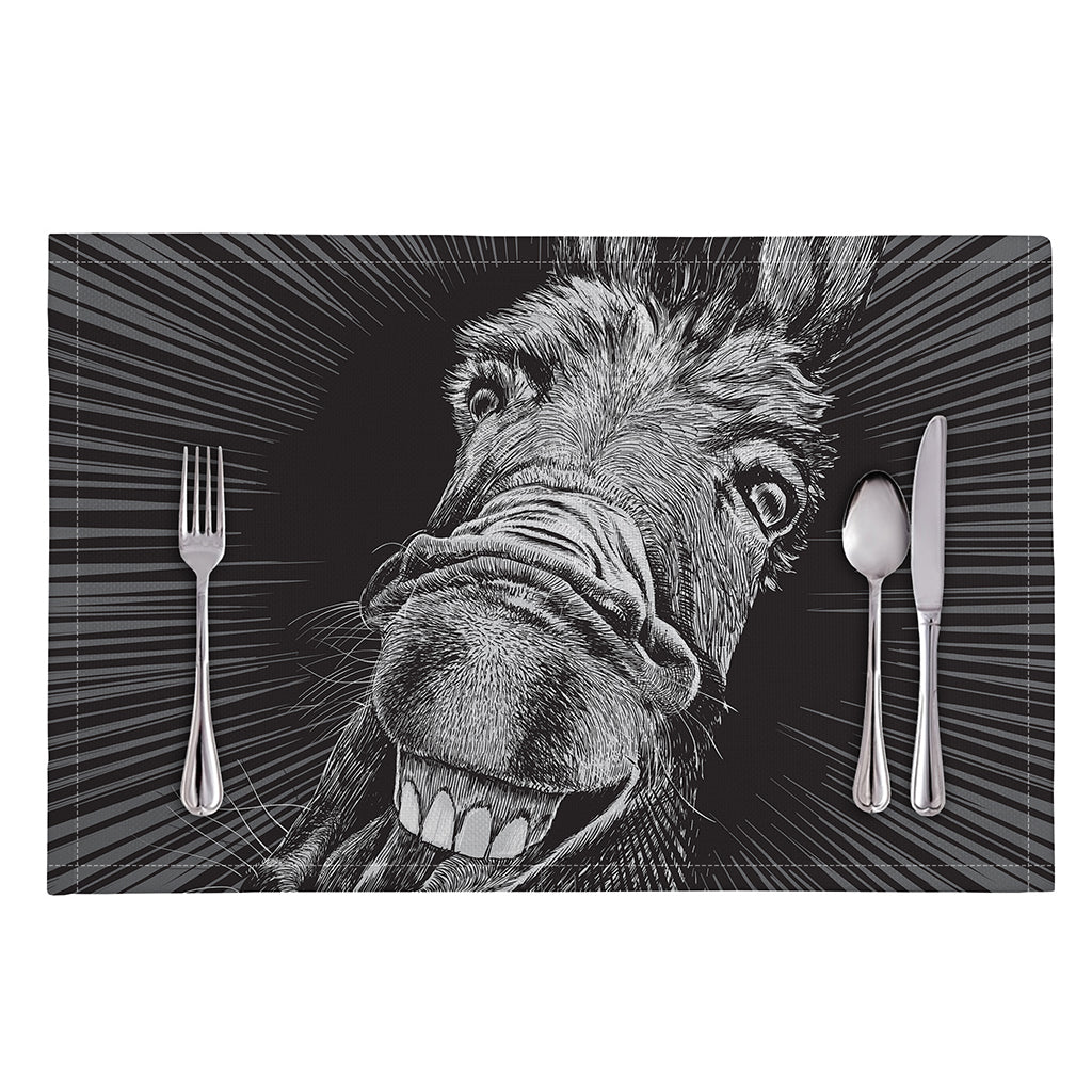 Black And White Crazy Donkey Print Placemat