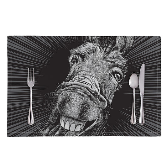 Black And White Crazy Donkey Print Placemat