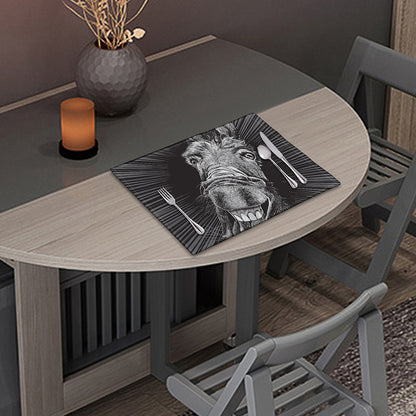 Black And White Crazy Donkey Print Placemat