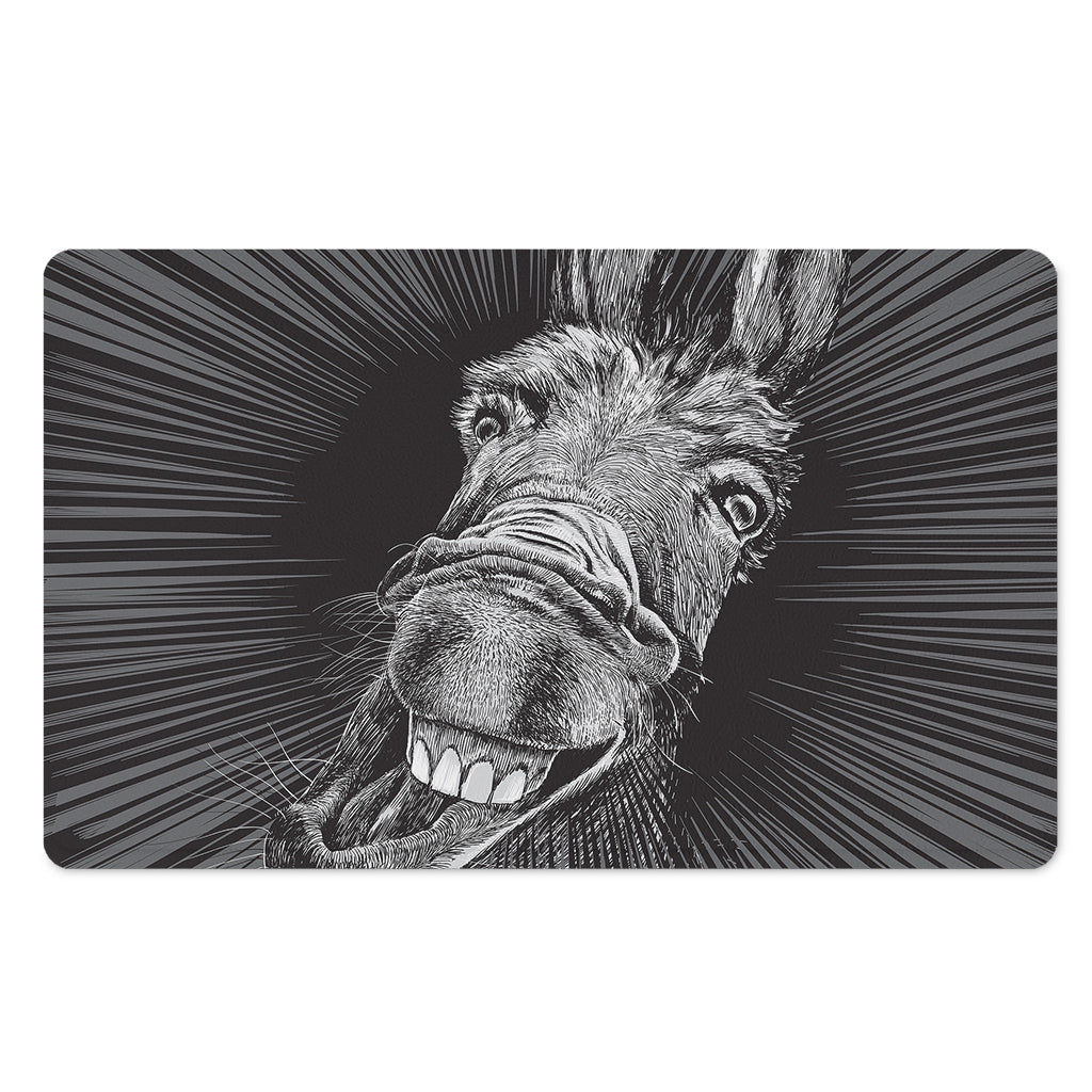 Black And White Crazy Donkey Print Polyester Doormat