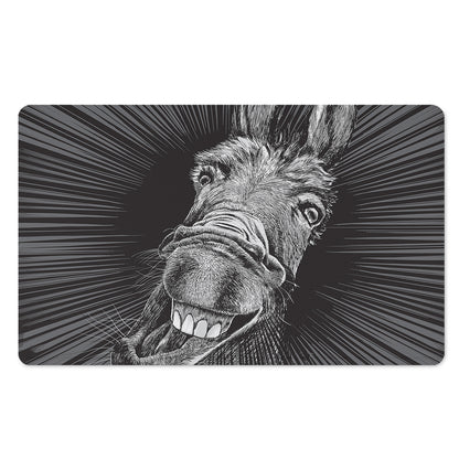 Black And White Crazy Donkey Print Polyester Doormat