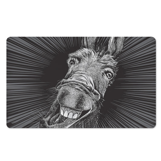 Black And White Crazy Donkey Print Polyester Doormat