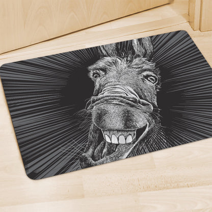 Black And White Crazy Donkey Print Polyester Doormat