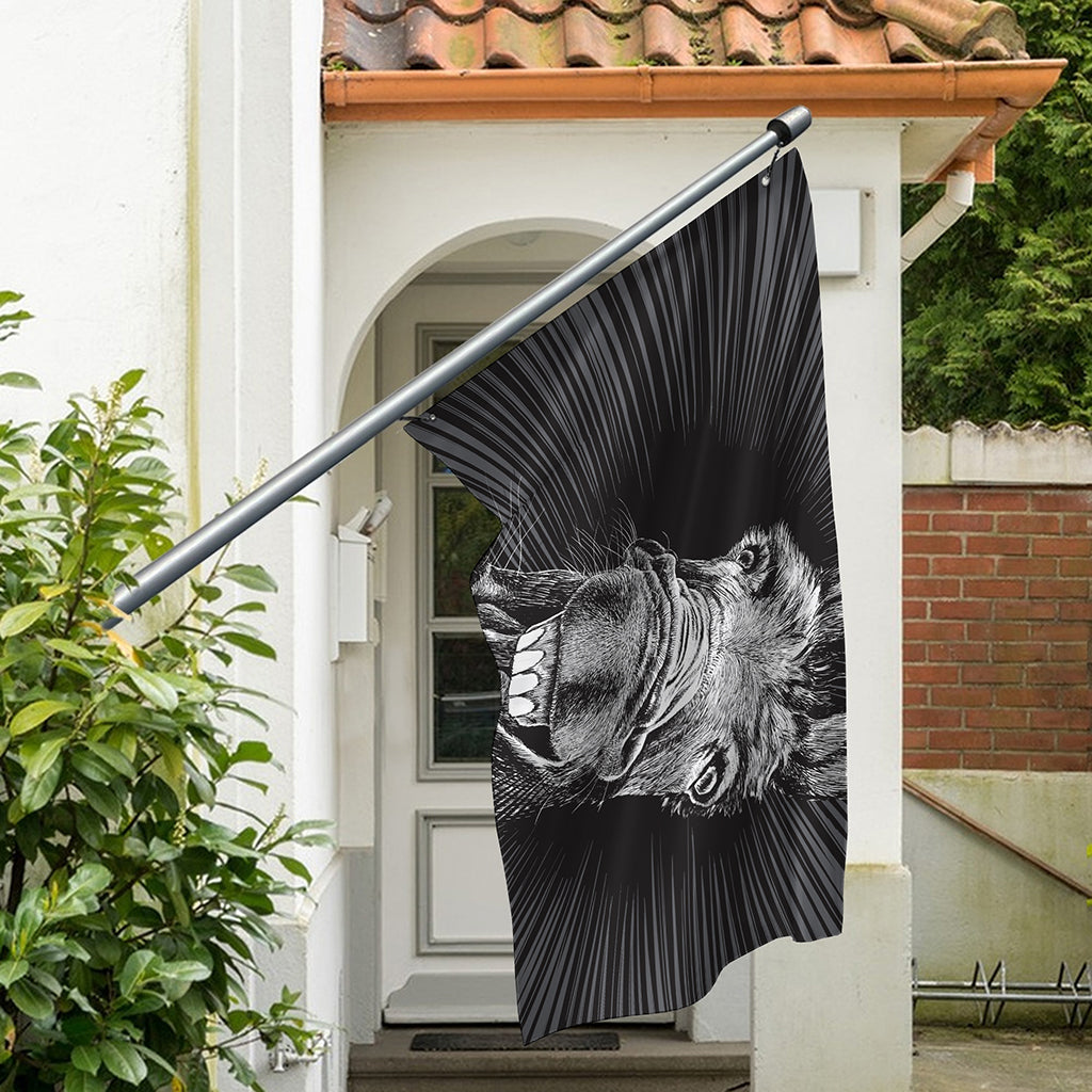 Black And White Crazy Donkey Print Polyester Flag