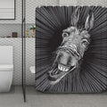 Black And White Crazy Donkey Print Polyester Shower Curtain