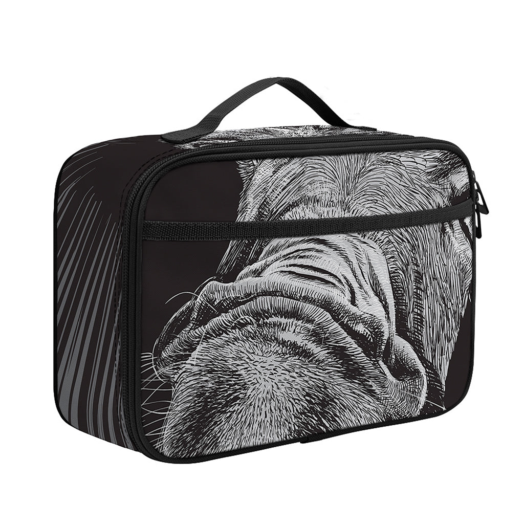 Black And White Crazy Donkey Print Portable Lunch Bag