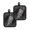 Black And White Crazy Donkey Print Pot Holders