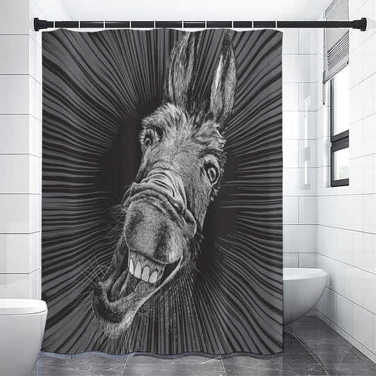 Black And White Crazy Donkey Print Premium Shower Curtain