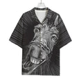 Black And White Crazy Donkey Print Rayon Hawaiian Shirt