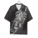 Black And White Crazy Donkey Print Rayon Hawaiian Shirt