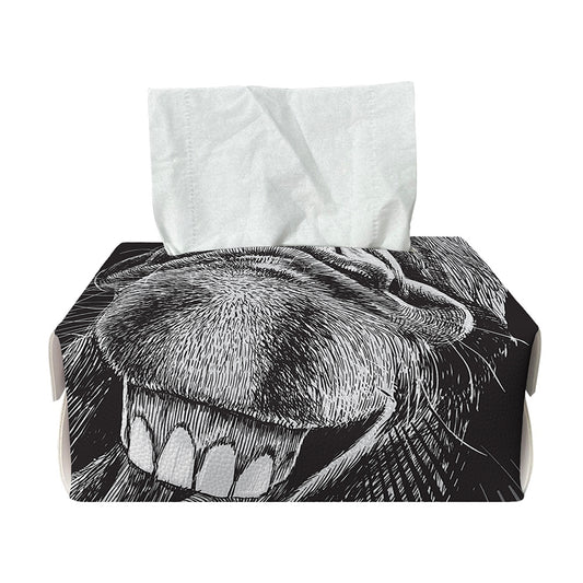 Black And White Crazy Donkey Print Rectangle Tissue Box Cover