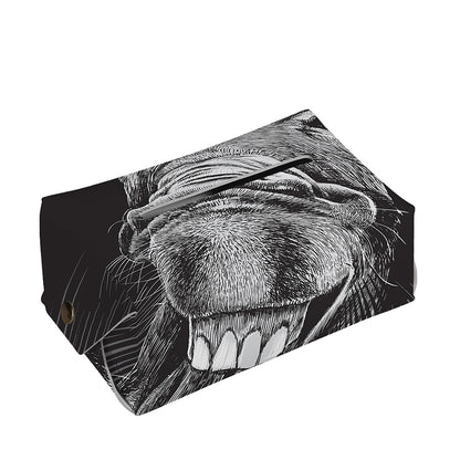 Black And White Crazy Donkey Print Rectangle Tissue Box Cover
