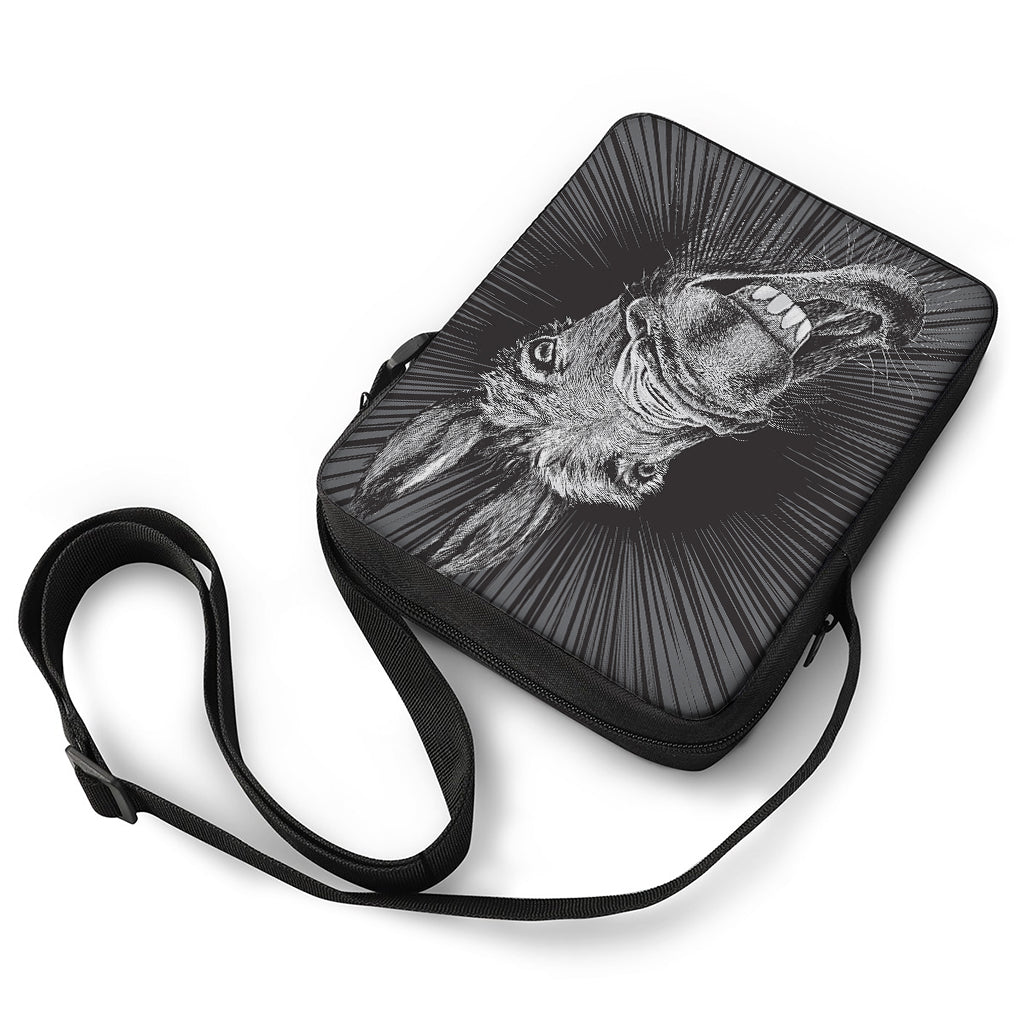 Black And White Crazy Donkey Print Rectangular Crossbody Bag