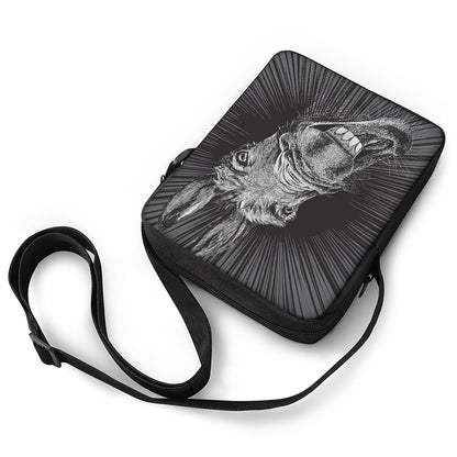 Black And White Crazy Donkey Print Rectangular Crossbody Bag