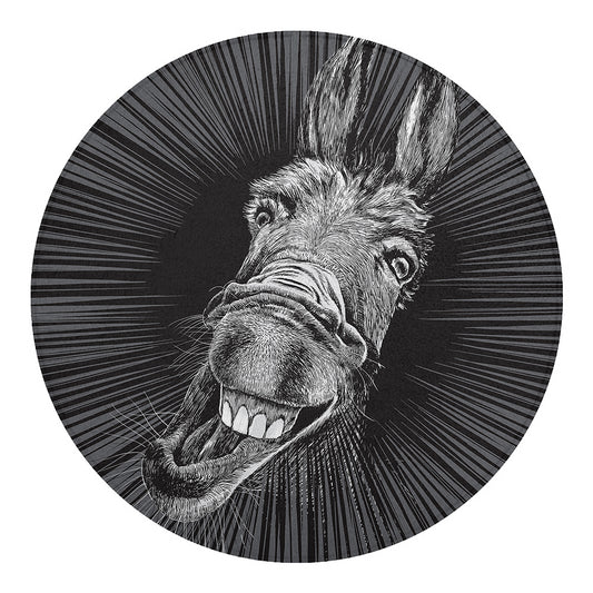Black And White Crazy Donkey Print Round Blanket