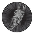 Black And White Crazy Donkey Print Round Floor Mat
