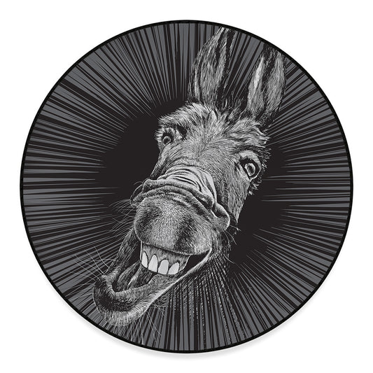 Black And White Crazy Donkey Print Round Floor Mat