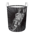 Black And White Crazy Donkey Print Round Laundry Basket