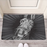 Black And White Crazy Donkey Print Rubber Doormat