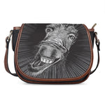 Black And White Crazy Donkey Print Saddle Bag