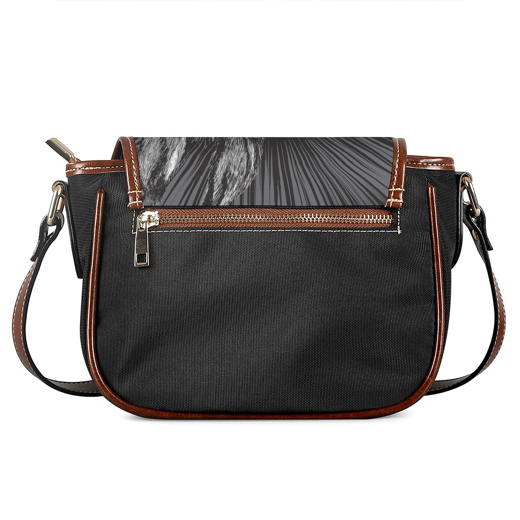 Black And White Crazy Donkey Print Saddle Bag