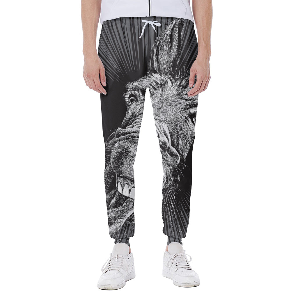 Black And White Crazy Donkey Print Scuba Joggers