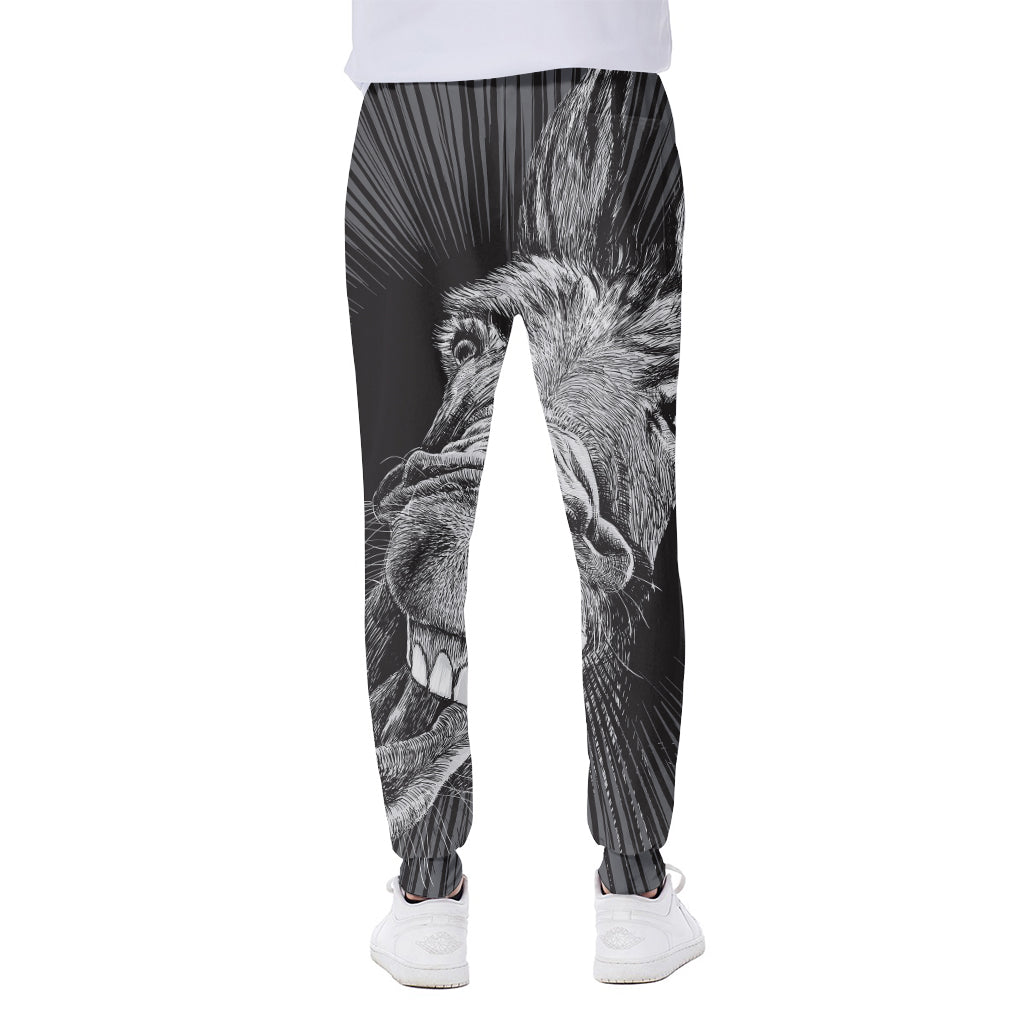 Black And White Crazy Donkey Print Scuba Joggers