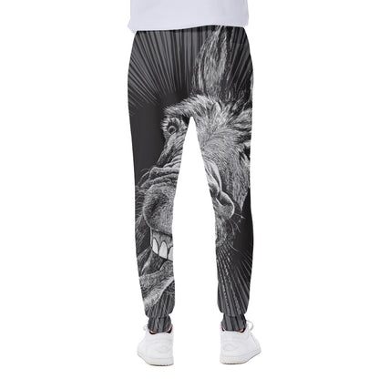 Black And White Crazy Donkey Print Scuba Joggers