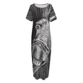 Black And White Crazy Donkey Print Short Sleeve Long Nightdress