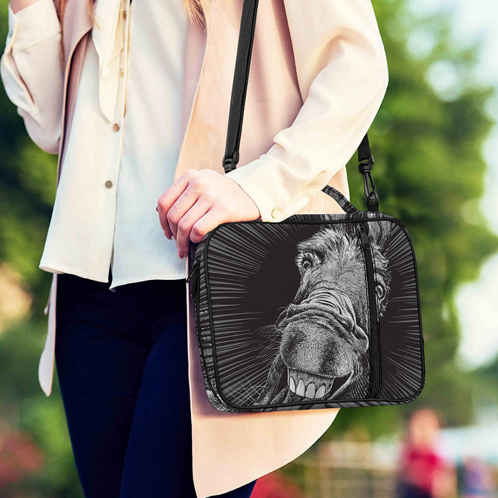 Black And White Crazy Donkey Print Shoulder Strap Bible Bag