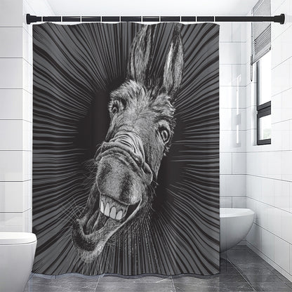 Black And White Crazy Donkey Print Shower Curtain