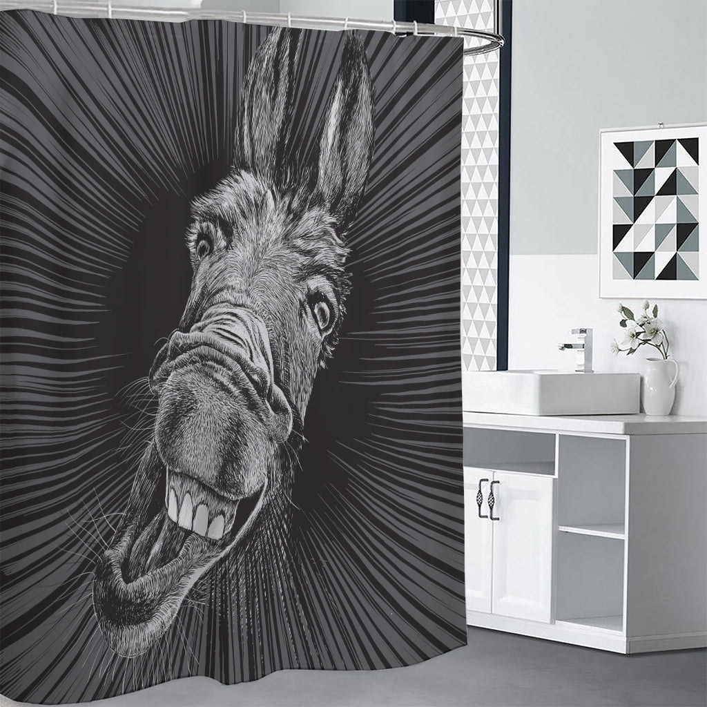 Black And White Crazy Donkey Print Shower Curtain