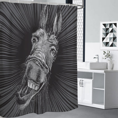 Black And White Crazy Donkey Print Shower Curtain