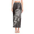 Black And White Crazy Donkey Print Side Slit Maxi Skirt