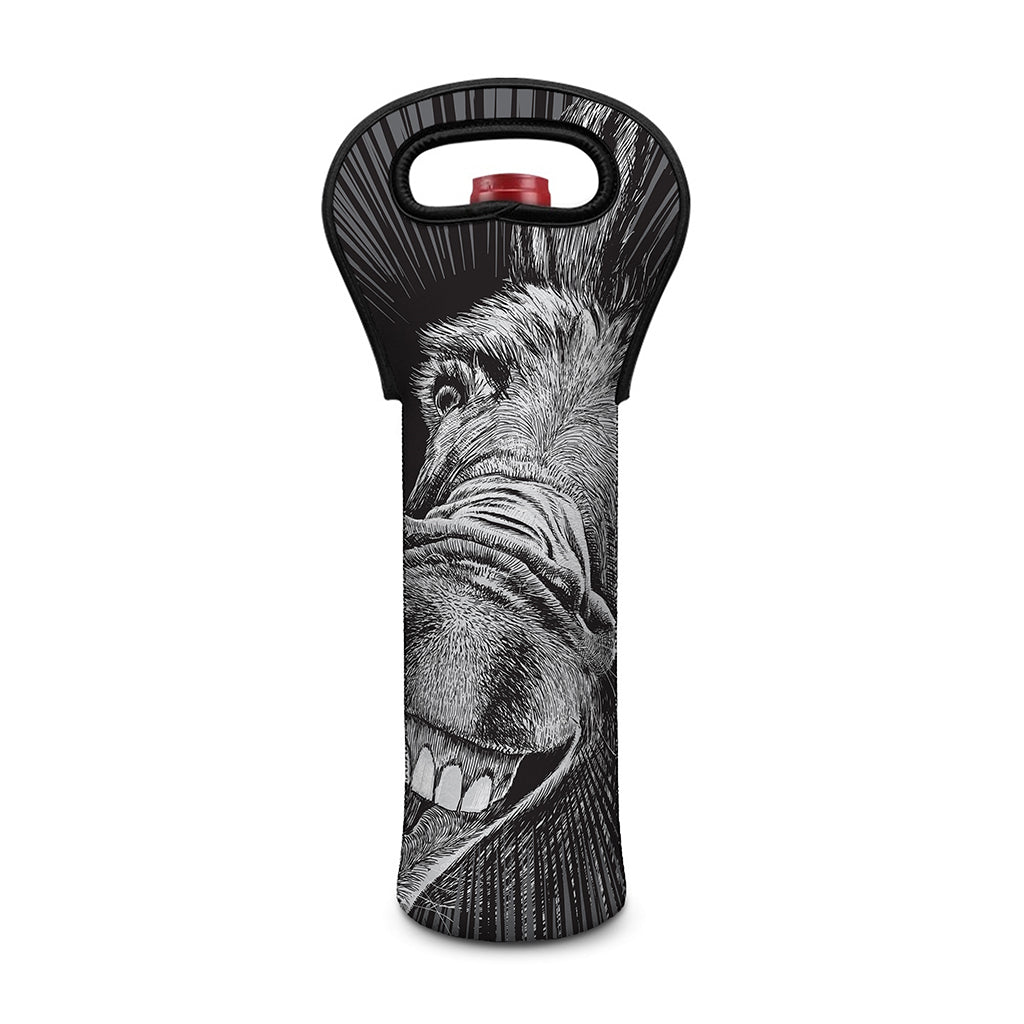 Black And White Crazy Donkey Print Single Neoprene Wine Tote