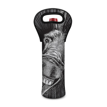 Black And White Crazy Donkey Print Single Neoprene Wine Tote