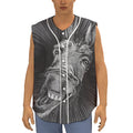 Black And White Crazy Donkey Print Sleeveless Baseball Jersey