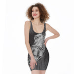 Black And White Crazy Donkey Print Sleeveless Bodycon Dress