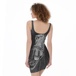 Black And White Crazy Donkey Print Sleeveless Bodycon Dress